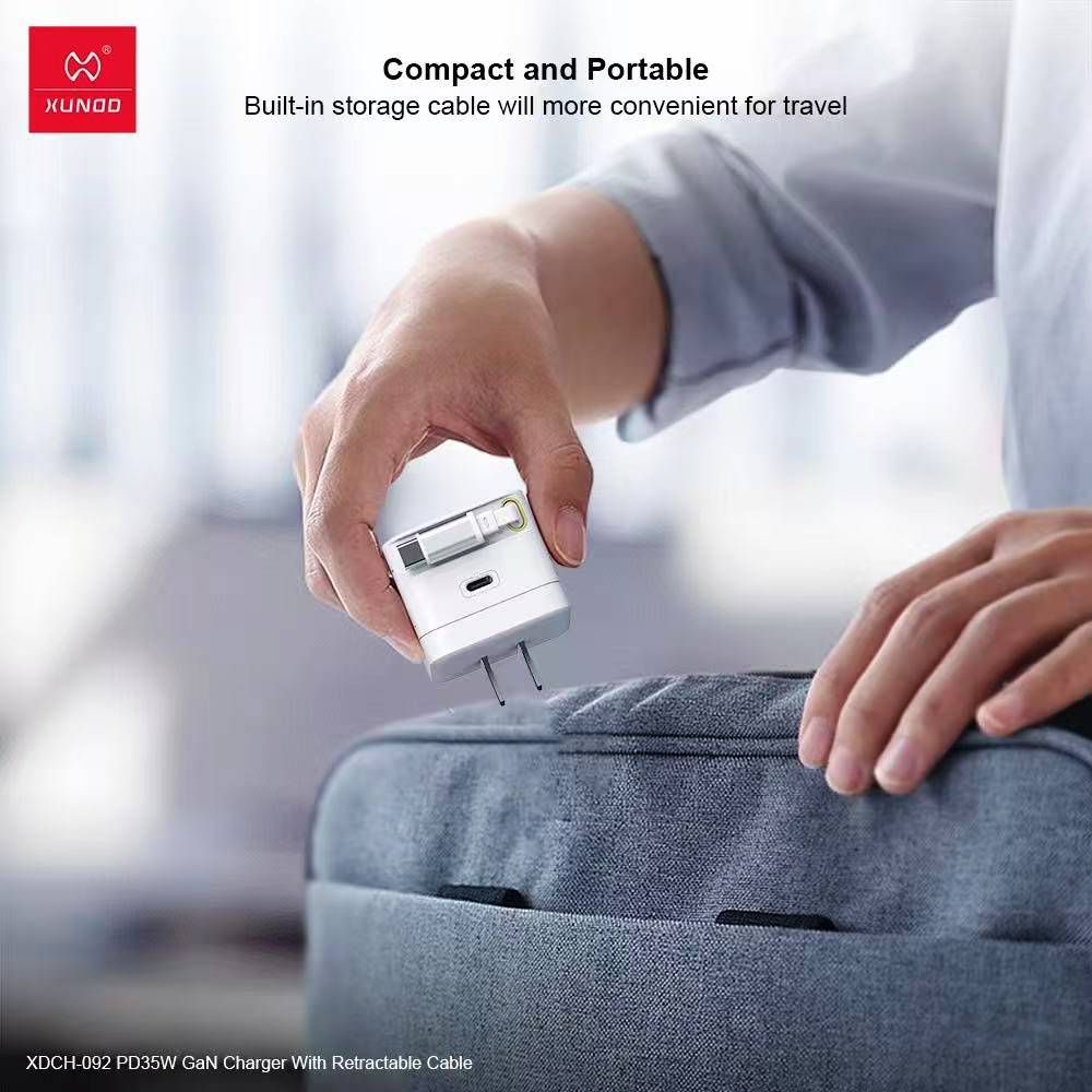 XUNDD XDCH-092 35W PD GaN Fast Charger with Retractable Cable