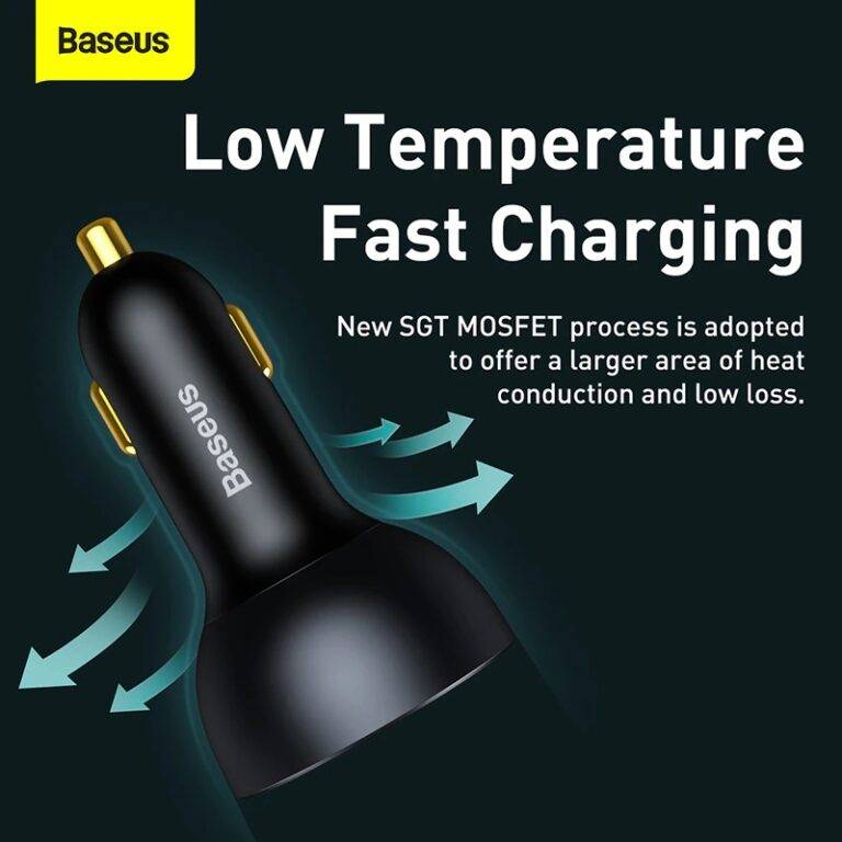BASEUS 160W Multi-Port Car Charger Fast with Qualcomm QC 5.0 Type-C + Type-C + USB Power Adapter