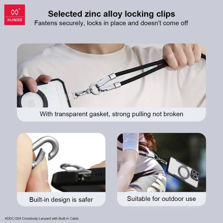 XUNDD XDDC-029 240W Type-C to Type-C Cable with Built-in Crossbody Lanyard