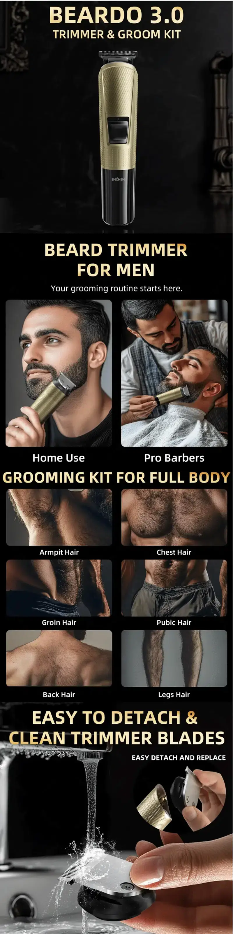 ENCHEN Beardo 3 Multifunctional Rechargeable Trimmer for Precision Grooming