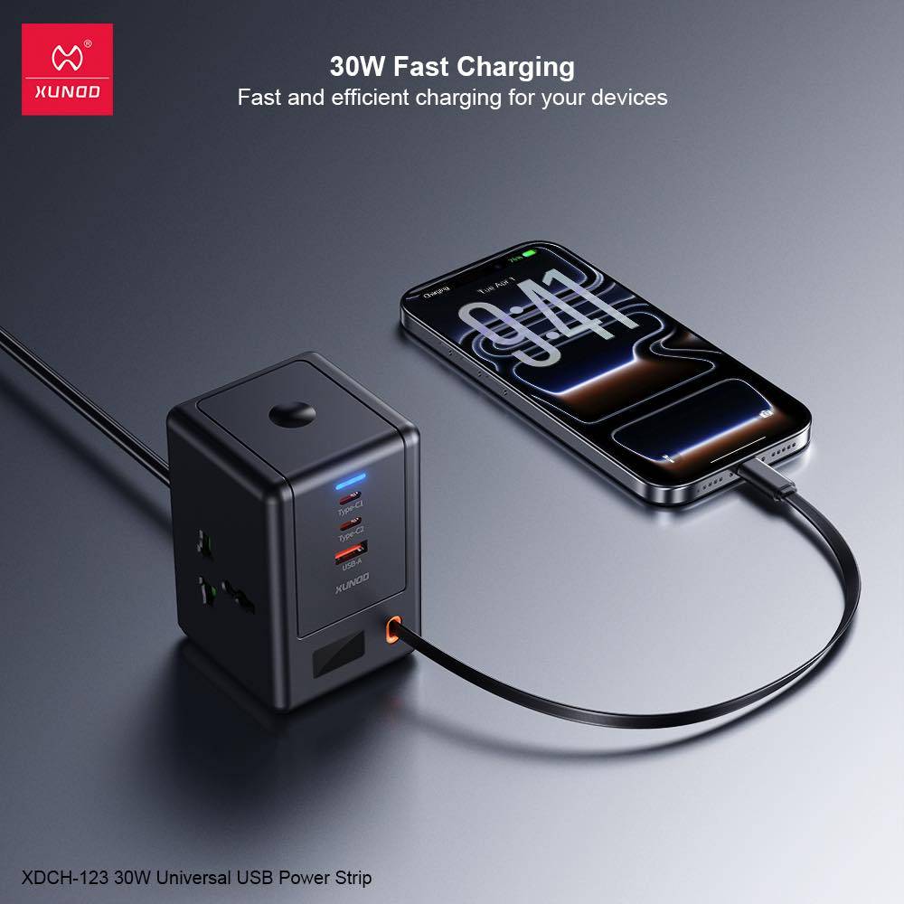 XUNDD XDCH-123 30W Universal USB Fast-Charging Power Strip