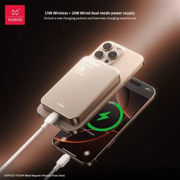 XUNDD XDPB-0021 10,000mAh Slim Magnetic Wireless Power Bank Metal Design