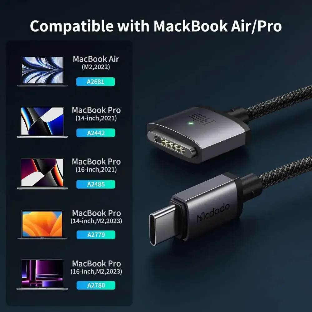 Mcdodo CA-1470 140W USB-C to MagSafe 3 Magnetic Fast Charging Cable 2 Meter