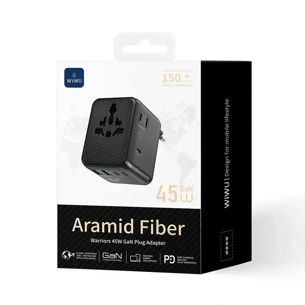 WiWU Warrior Series Aramid Fiber GaN Universal Adapter 25W / 45W / 70W