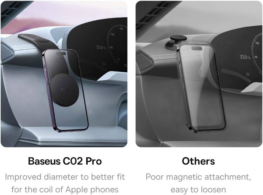 Baseus C02 Pro Magnetic Wireless Car Charger Mount Fast Charging Holder 