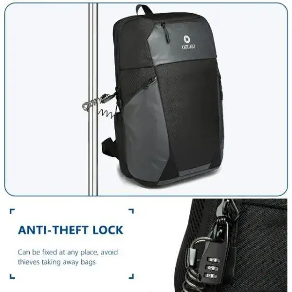 Ozuko 9214 Men's Waterproof Laptop Backpack with USB Charging Stylish & Travel-Ready