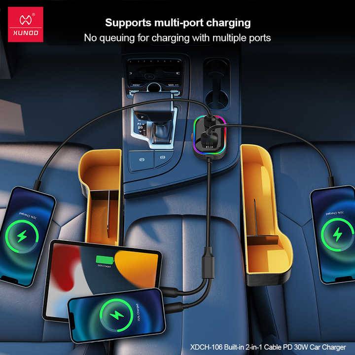 XUNDD XDCH-106 30W PD Fast Car Charger with 2-in-1 Cable