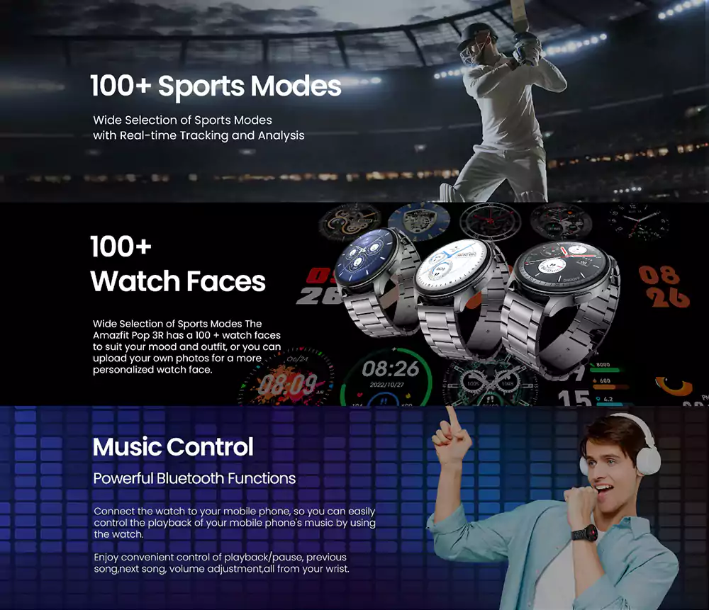 Amazfit Pop 3R Smartwatch 1.43″ AMOLED Display with Bluetooth Calling