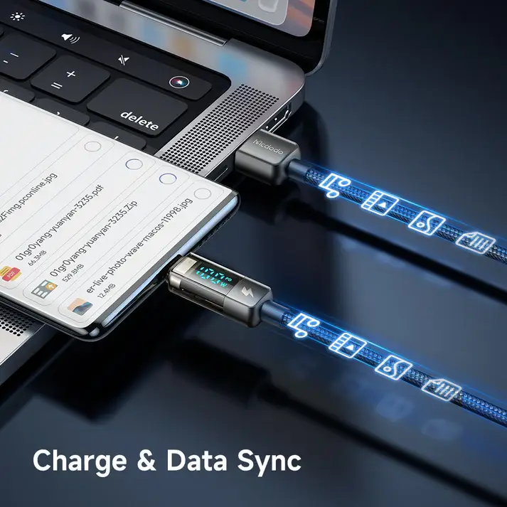 McDodo CA-3630 Digital Pro USB-C Cable 6A Super Charge, Auto Power Off, Transparent Design, 1.2M
