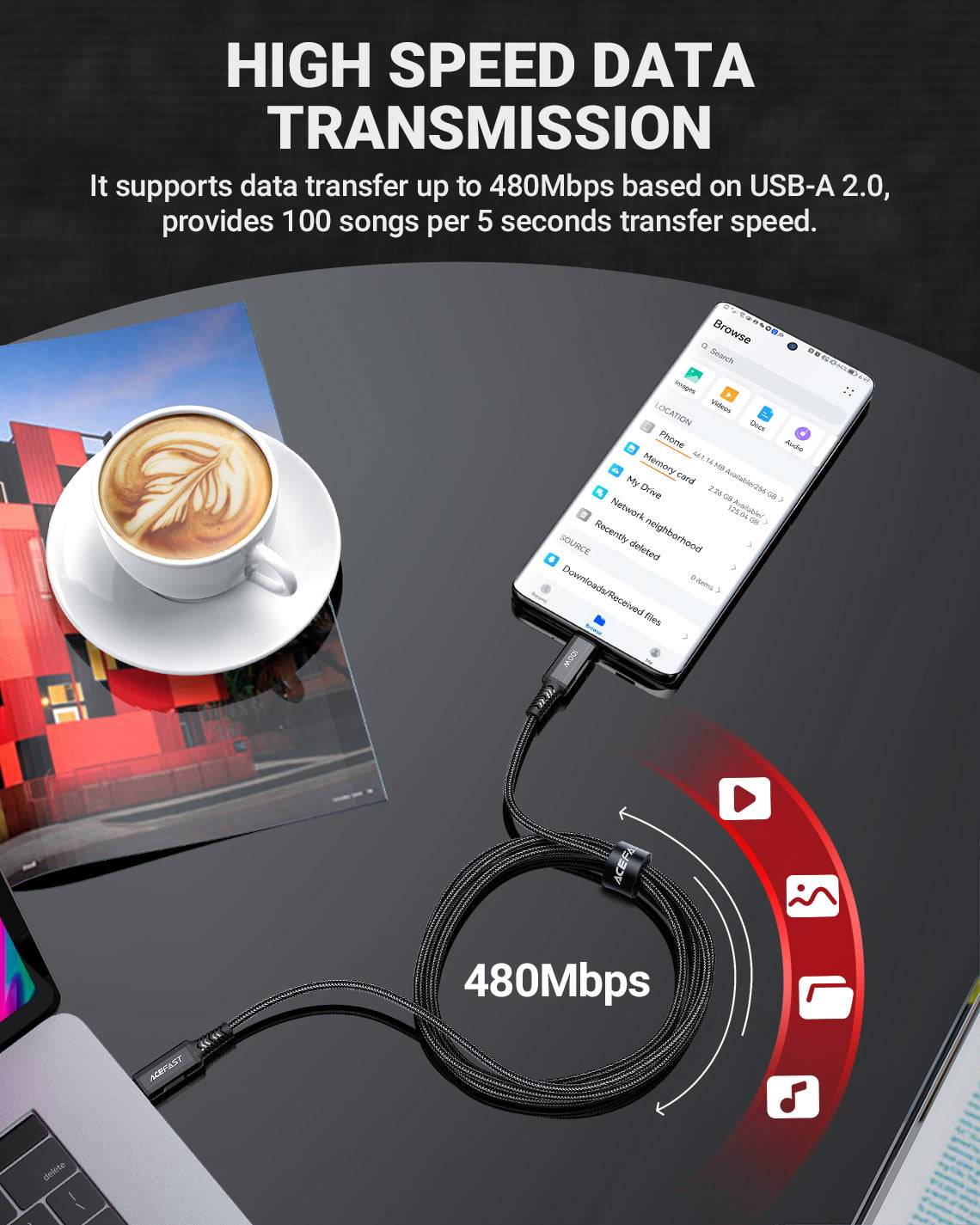 ACEFAST C4-03 USB-C to USB-C 100W PD Fast Charging Data Cable 