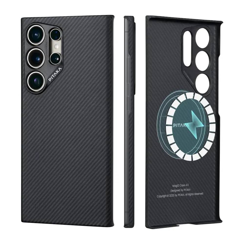 Pitaka MagEZ Case 4 Case-Less Thin Case for Galaxy S24 Ultra -Black/Grey (Twill)