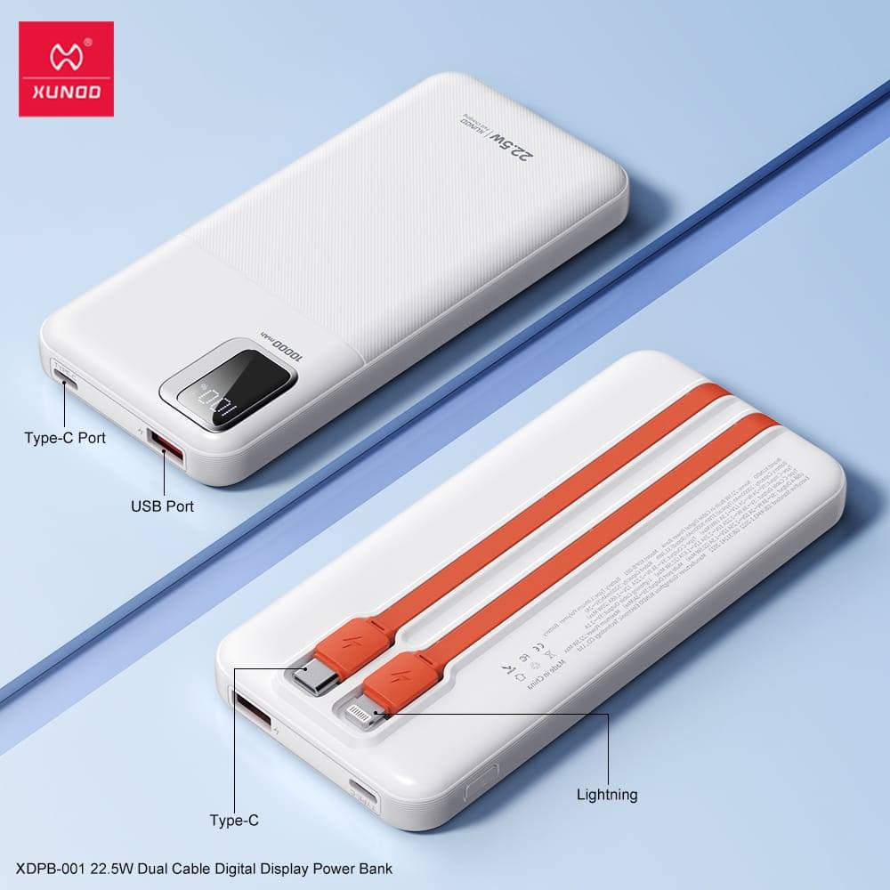 XUNDD XDPB-001 10000mAh PD 22.5W Fast Charging Power Bank with Digital Display & Type-C Cable