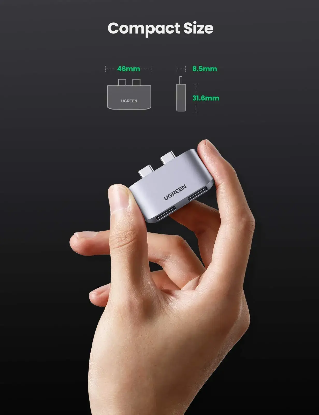 UGREEN 10913 Dual USB-C to Dual USB 3.1 Gen 2 Adapter (10Gbps)