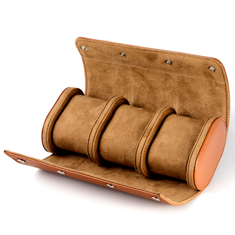 Luxury Vintage Leather Watch Roll 3 Slot Travel Storage Case