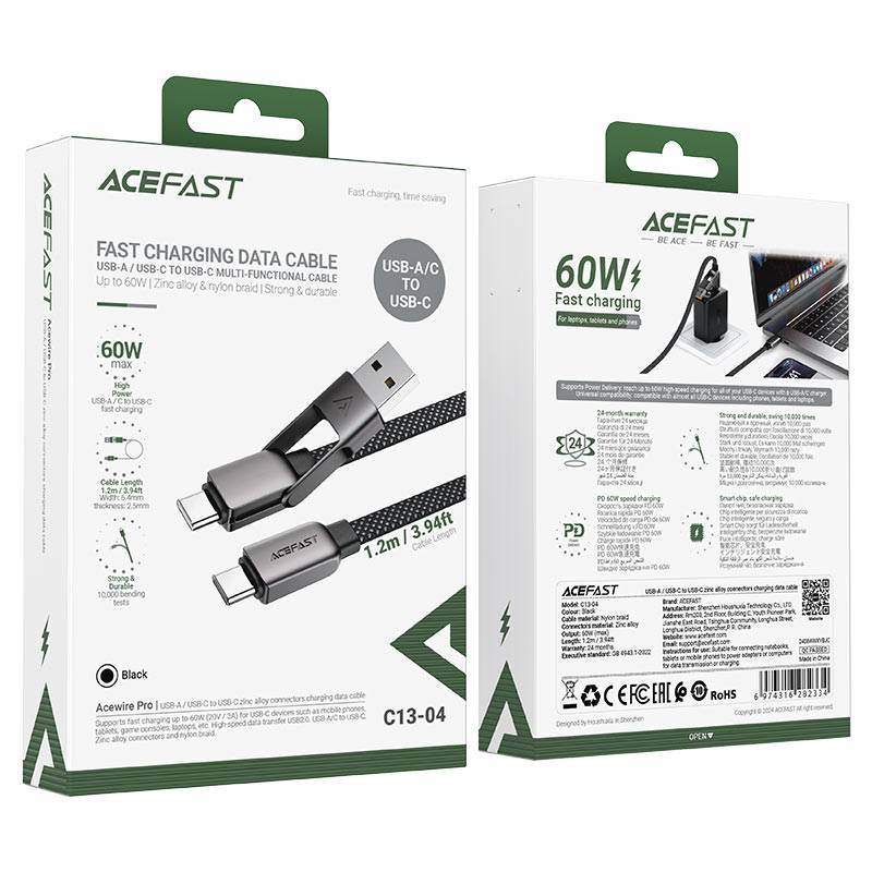 ACEFAST C13-04 USB-A/USB-C to USB-C Fast Charging & Data Cable