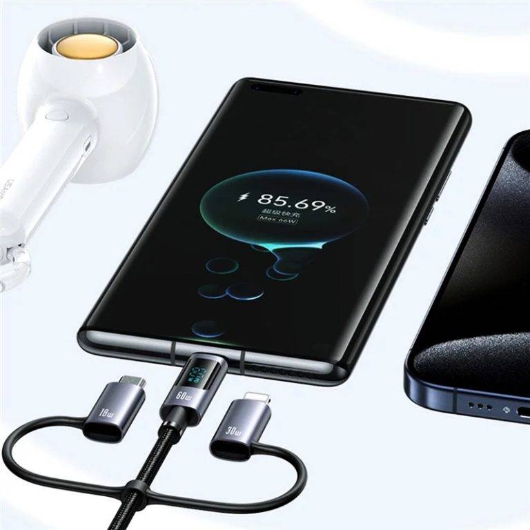 USAMS SJ713 60W Fast Charging 6-in-1 Data Cable with Digital Display