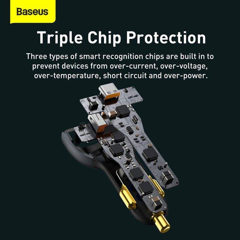 BASEUS 160W Multi-Port Car Charger Fast with Qualcomm QC 5.0 Type-C + Type-C + USB Power Adapter