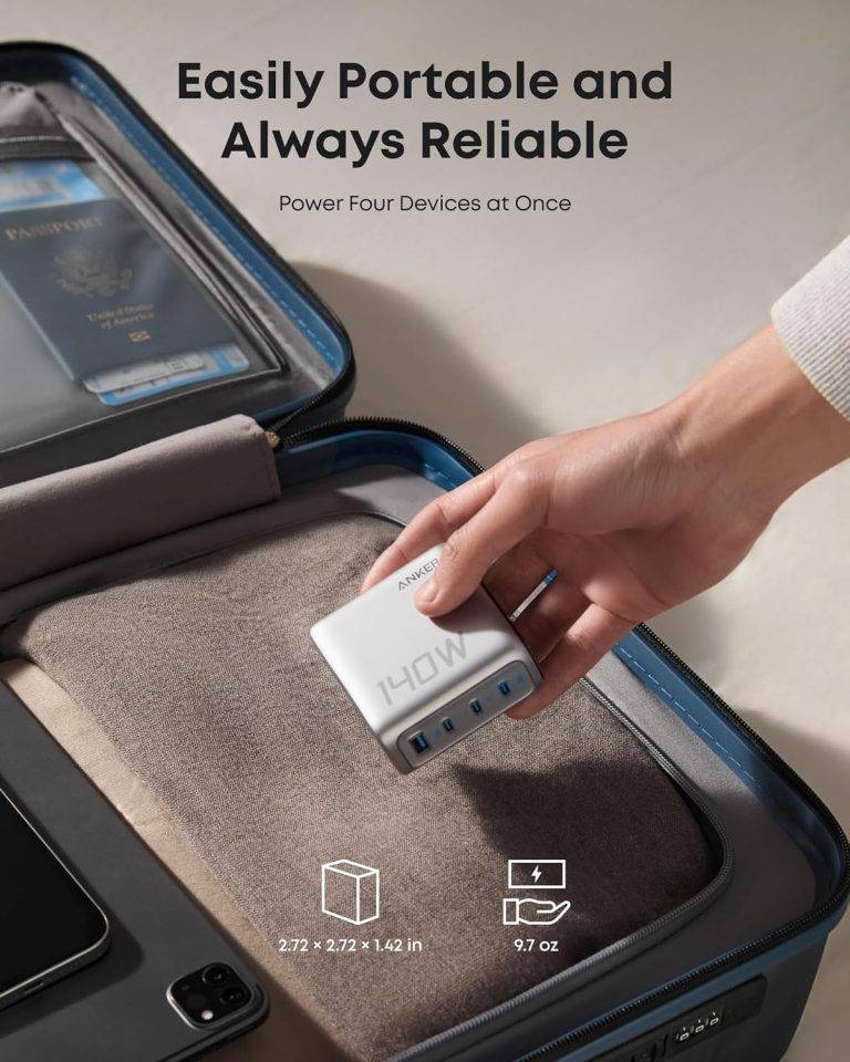 Anker 140W 4-Port PD Laptop Charger with USB-C Cable