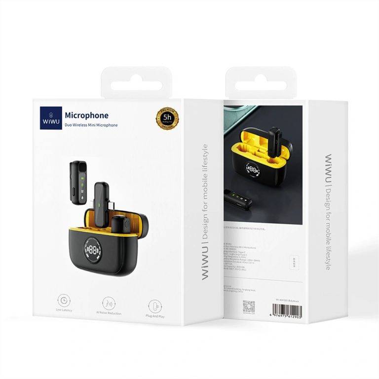 WIWU Wi-WM003 Duo Wireless Mini Microphone System Dual Set for Smartphones & Cameras