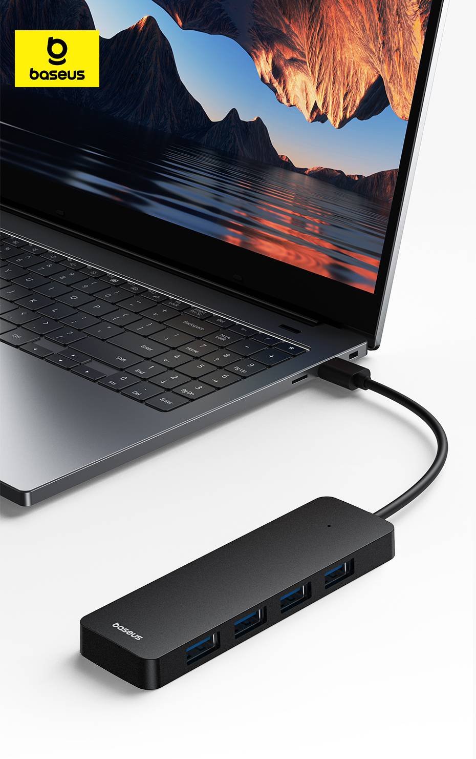 Baseus UltraJoy Series 4-Port USB-A Hub: Versatile USB3.0 Docking Station with Extended 100cm Cable