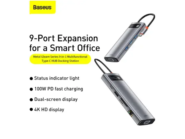 Baseus Metal Gleam Series/ Starjoy 9-in-1 Multifunctional Type-C Hub Docking Station