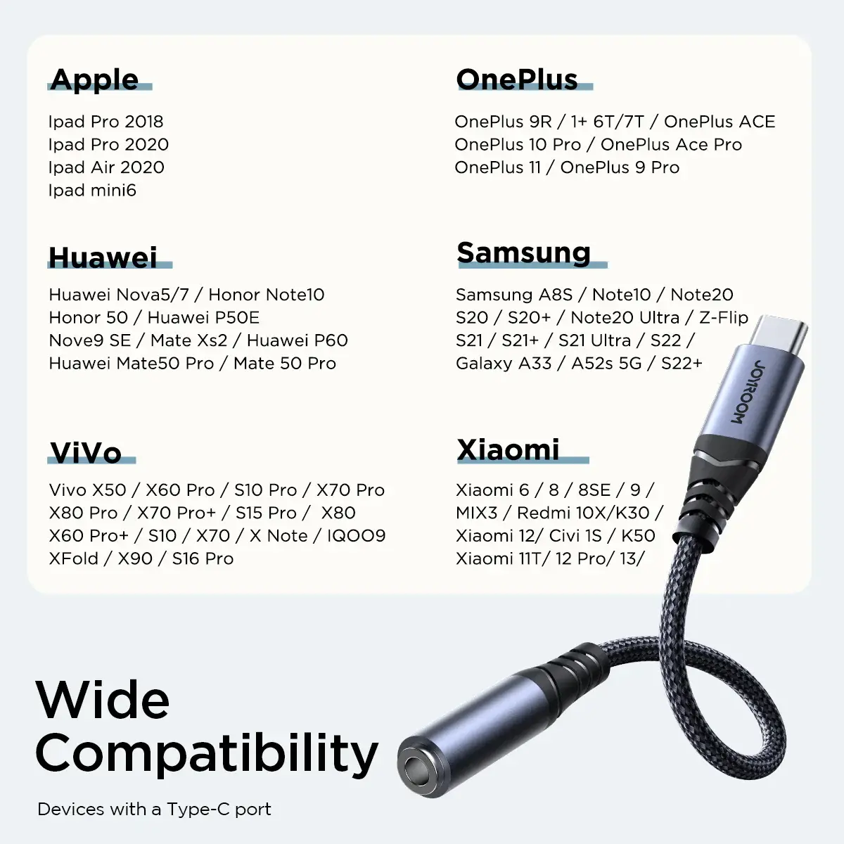 Joyroom SY-C01 Type-C to 3.5mm Audio Jack Adapter for Headphones and Microphones