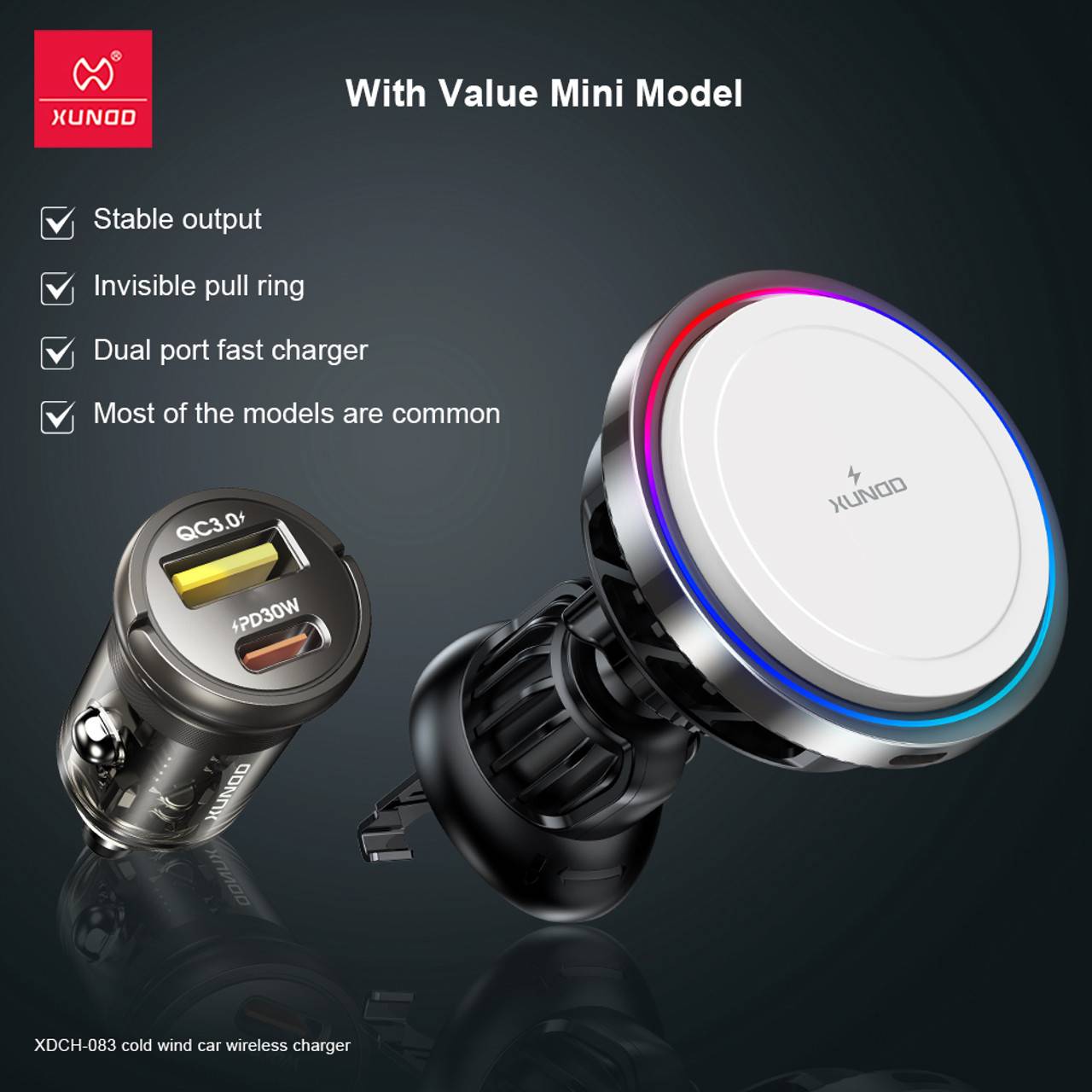 XUNDD XDCH-083 2-in-1 Refrigerated Wireless Car Charger