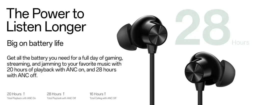 OnePlus Bullets Wireless Z2 ANC In-Ear Earphones with 45dB Hybrid Noise Cancellation