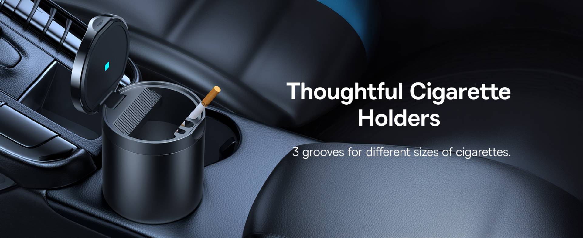Baseus Premium Aluminum Alloy Car Ashtray with Waterproof Design and Built-in LED Light