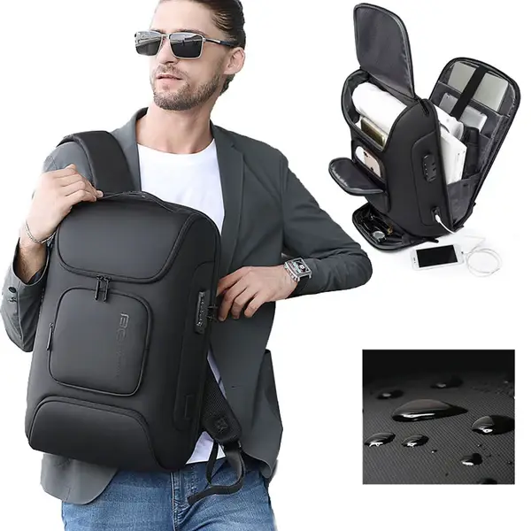 BANGE 7216 Plus 35L Anti-Theft Travel Backpack with USB Charging Port & Lock