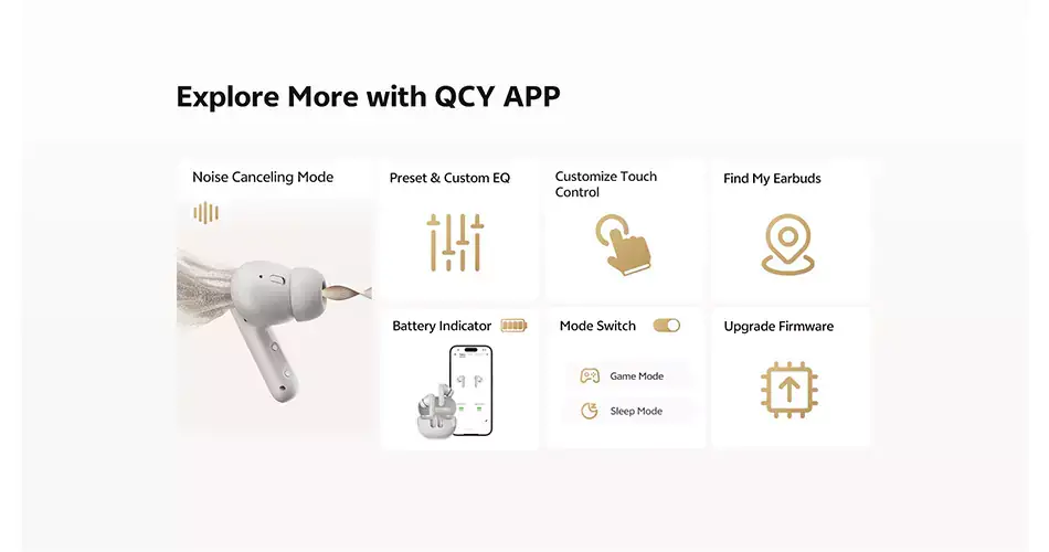 QCY HT15 Adaptive Hybrid ANC True Wireless Earbuds with 45dB Noise Cancellation