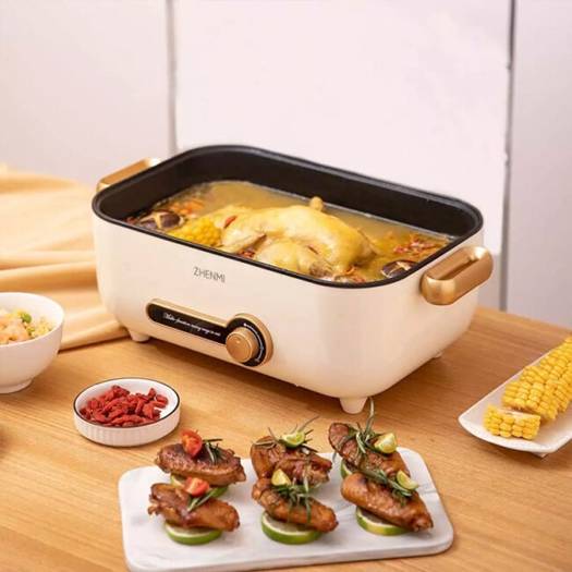 Zhenmi ED4001 4L Multi-Function Electric Cooking Pot with Non-Stick Pan 1500W