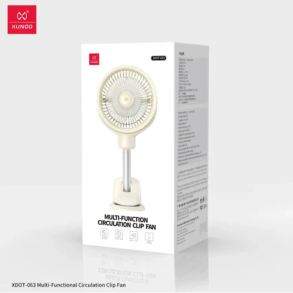 XUNDD XDOT-063 Desktop Clamp Fan with 6000mAh Battery and Circulating Function