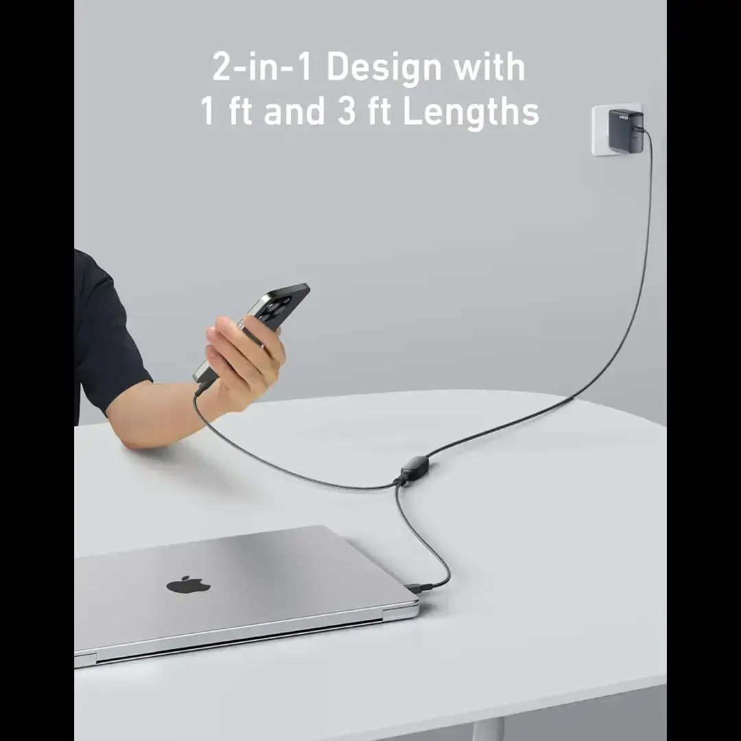 Anker 2-in-1 USB-C to USB-C 140W Fast Charging Braided Cable (4ft)