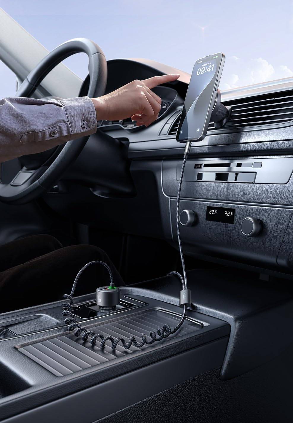 Mcdodo CC-0370 120W Retractable Car Charger with USB-C & Lightning Cables