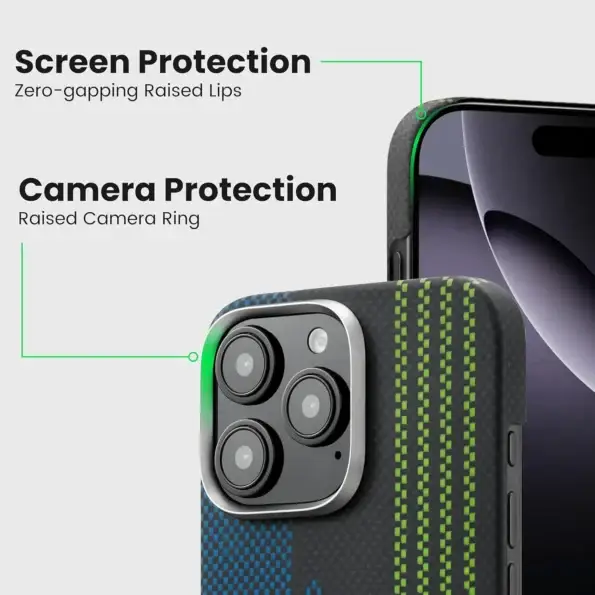 Pitaka Aries Tactile Woven Case for iPhone 16 Pro Credit Card