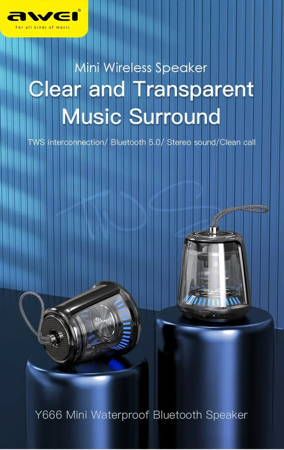 Awei Y666 5W TWS Portable Bluetooth Speaker