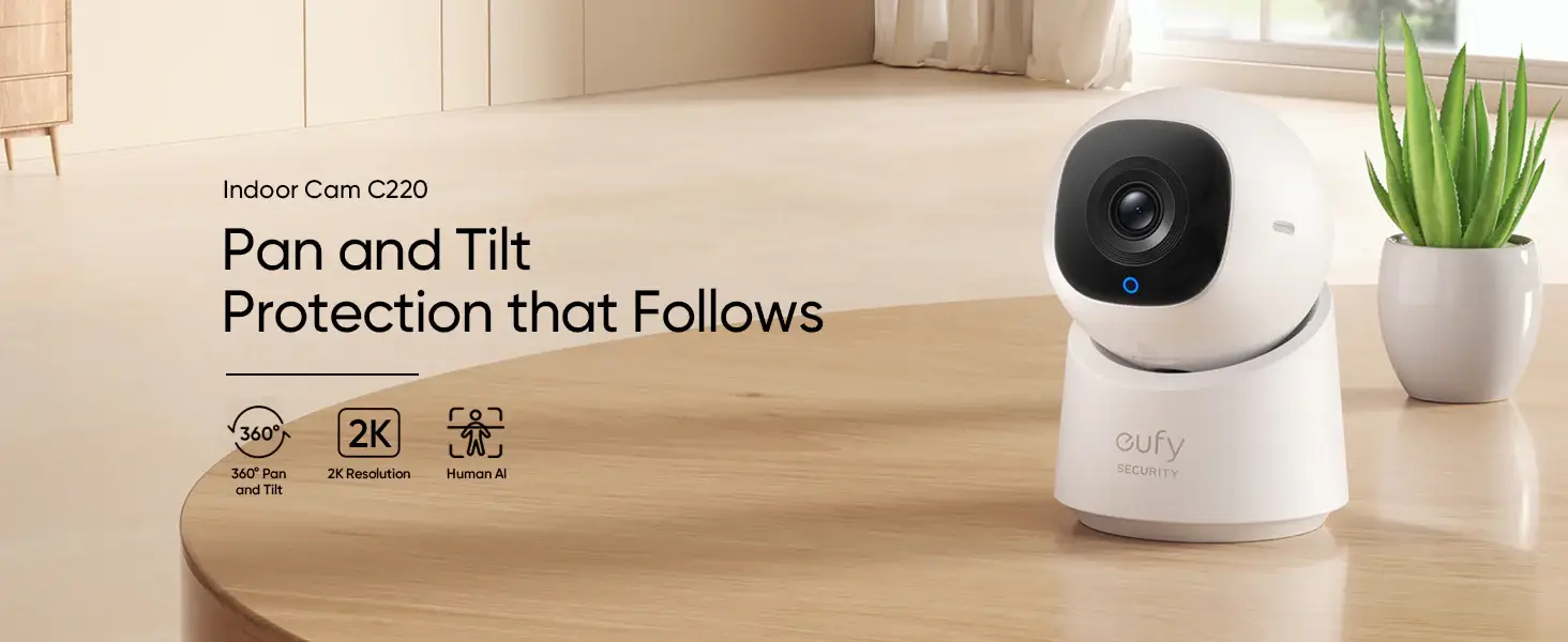Eufy Indoor Cam C220 2K Resolution Smart Security Camera with 360° Coverage