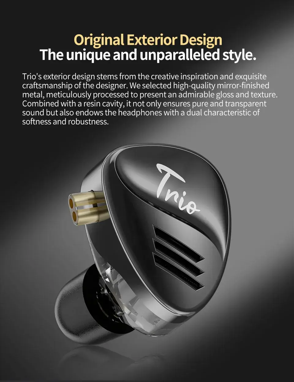 CCA Trio Triple 8mm Dynamic Driver In-Ear Monitor (IEM)