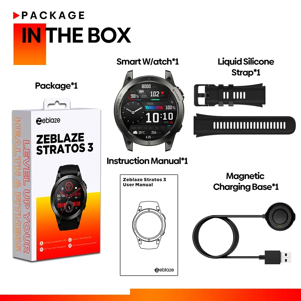 Zeblaze Stratos 3 GPS Smartwatch with Hi-Fi Bluetooth Calling