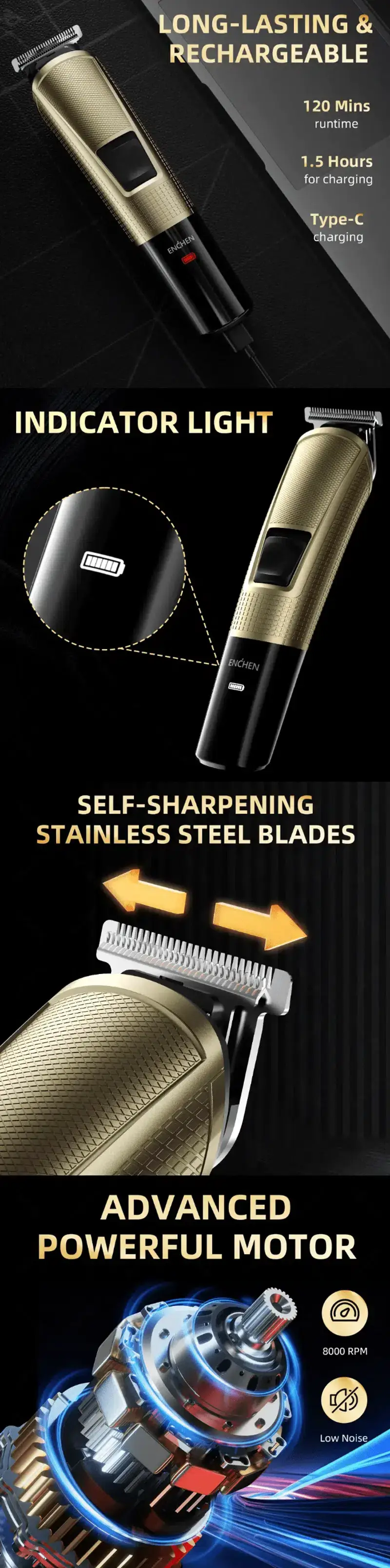 ENCHEN Beardo 3 Multifunctional Rechargeable Trimmer for Precision Grooming