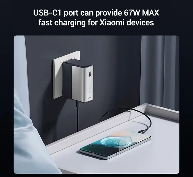 CUKTECH 2-in-1 5000mAh 67W Portable Power Bank with Foldable AC Plug & 22W Output