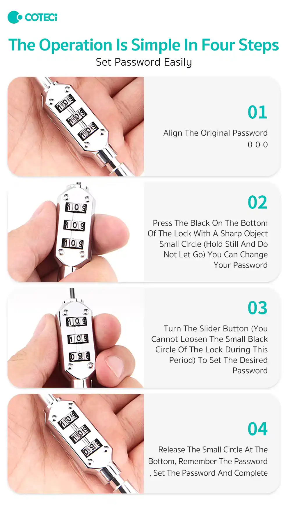COTECi TR-002 D-Hook Combination Lock