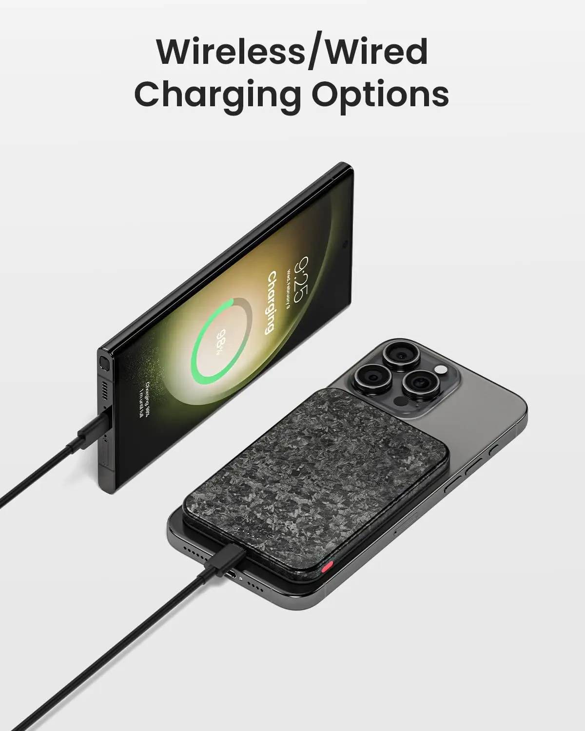 SHARGE Qi2 CarbonMag 10000mAh Magnetic Wireless Power Bank 15W Fast Charging