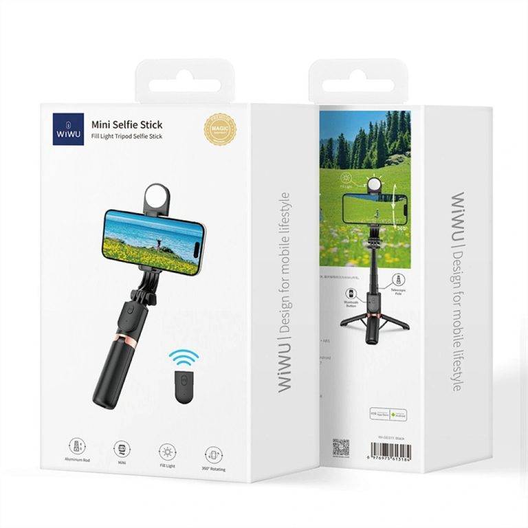 WIWU WI-SE011 Mini Selfie Stick with Built-in Light for Enhanced Photography