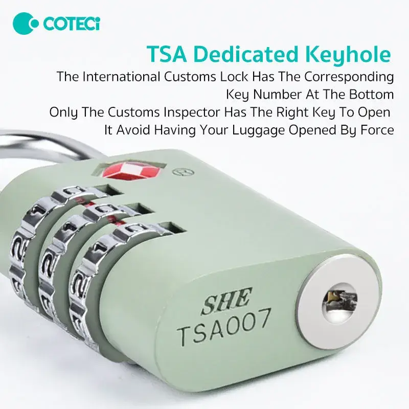 COTESI TR-001 Zinc Alloy TSA 3-Digit Combination Lock for Luggage