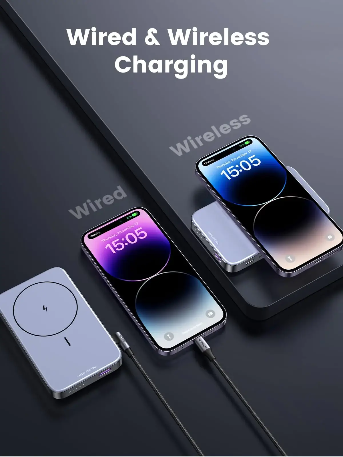 UGREEN PB206 10000mAh Magnetic Wireless Power Bank with PD 20W Fast Charging