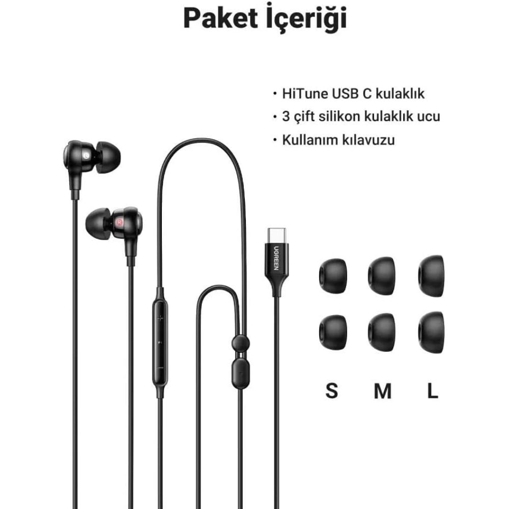 UGREEN 30638 In-Ear Earphones with USB-C Connector Hi-Fi Stereo Sound