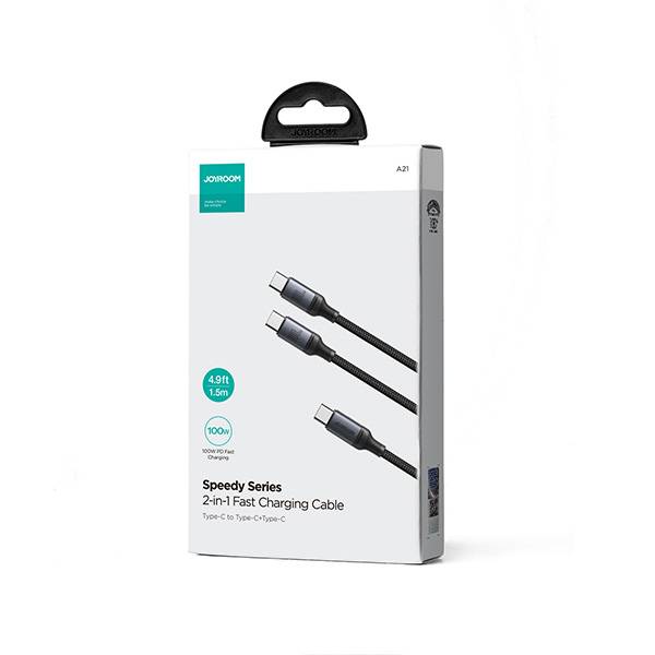 Joyroom SA21-1T2 Speedy Series 100W 2-in-1 Fast Charging Cable (Type-C to Dual Type-C) – 1.5m