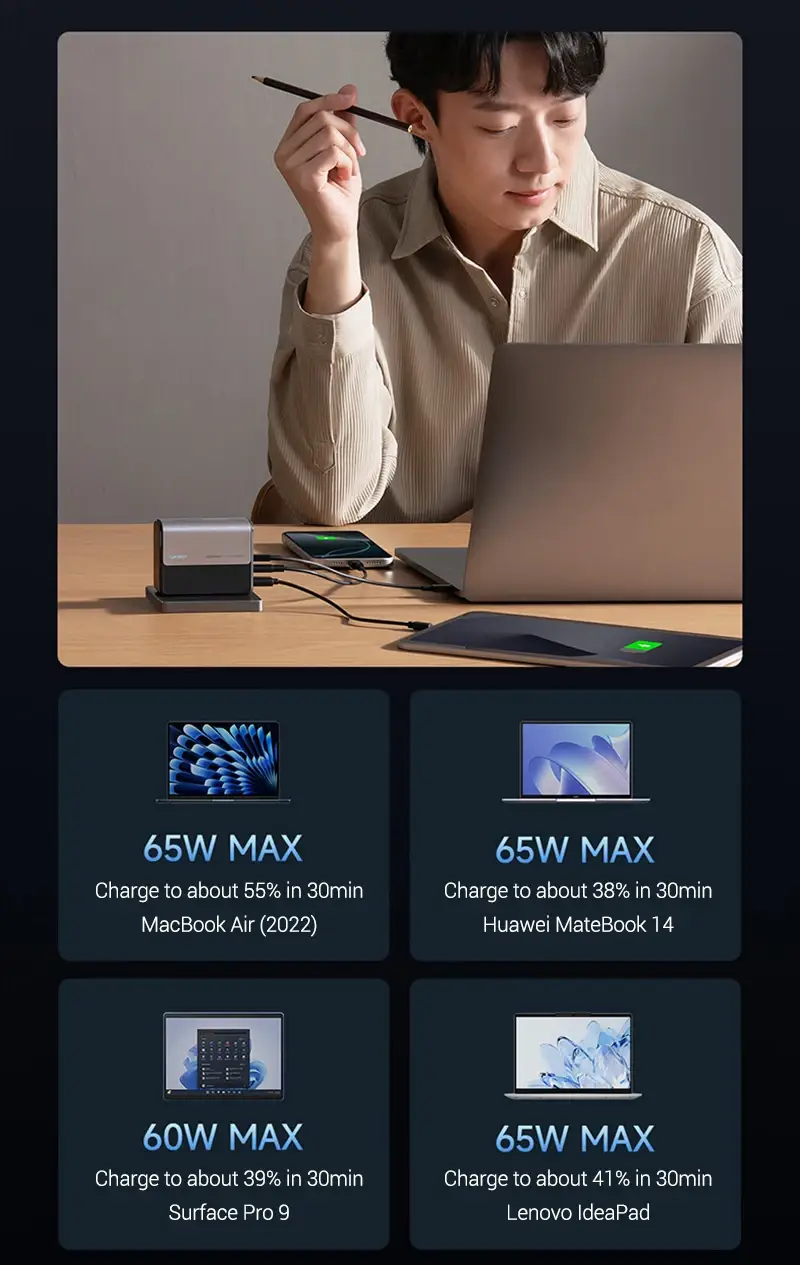 CUKTECH 2-in-1 5000mAh 67W Portable Power Bank with Foldable AC Plug & 22W Output